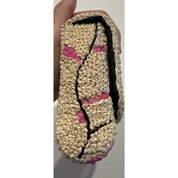 Floral Sequin Rafia Evening Clutch Purse Wedding Prom Vintage Inspired Boho - Picture 3 of 9